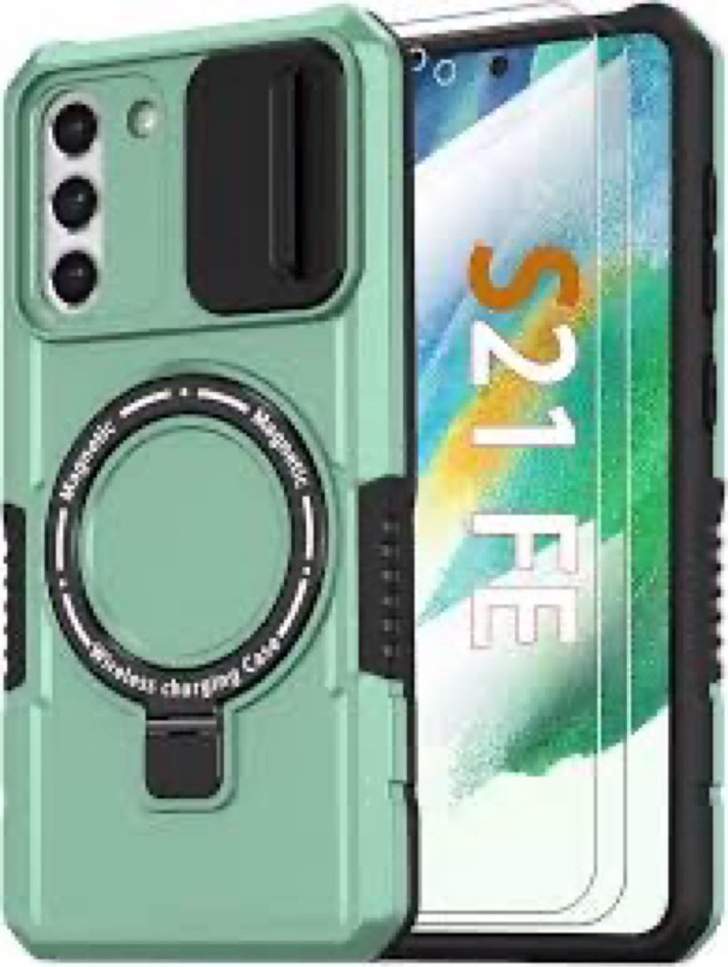 KTUOHU for Samsung Galaxy S21 FE Case with Magnetic Ring Stand [Compatible with MagSafe] Military Gr