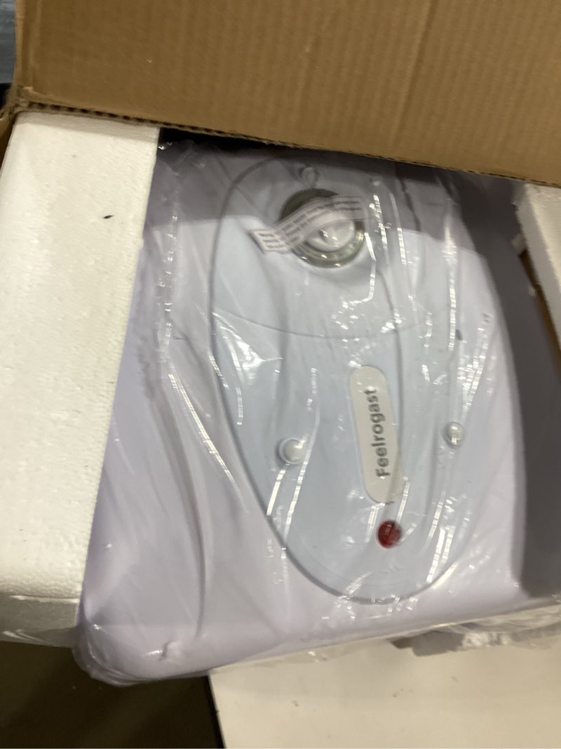 Condition photo showing Good Condition for 4 gallon electric tank water heater, 120v 1500w under sink instant hot tank water heater for rv, camper, kitchen, food truck, wall or floor mounted, white 4 gallon white