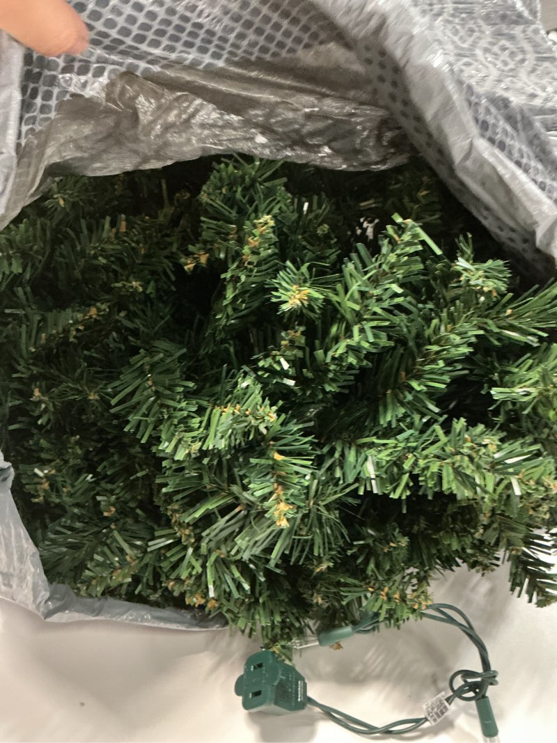 Condition photo showing As Is for Christmas Garland 9 Ft by 12 Inch Prelit Fraser Fir Xmas Garland with 50 Lights, Real Like Lush and Classics Green Style for Indoor Outdoor Home Decoration (Brief-Classic_Plug-in)