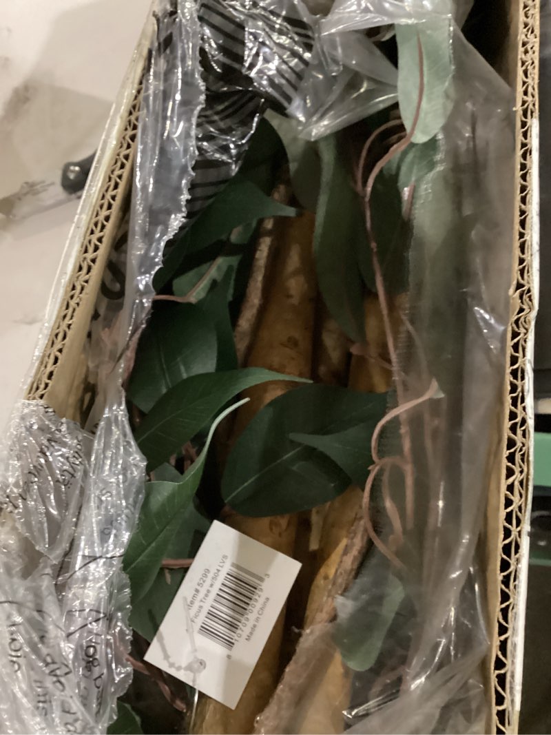 Condition photo showing Good Condition for nearly natural 4ft triple trunk ficus silk tree with natural wood trunks and dense foliage, mid-size faux floor plant for home and office 4ft tree in pot