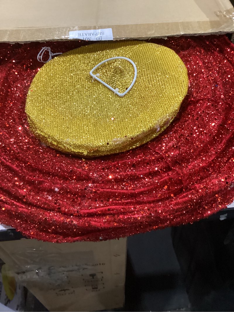 Condition photo showing New/Like New for VIHOSE 1 Set Large Outdoor Christmas Decorations Christmas Pop-Up Balls with LED Lights Foldable Luminous Ball with Base Holiday Ball Decorations Suitable for Yard Garden (Red)