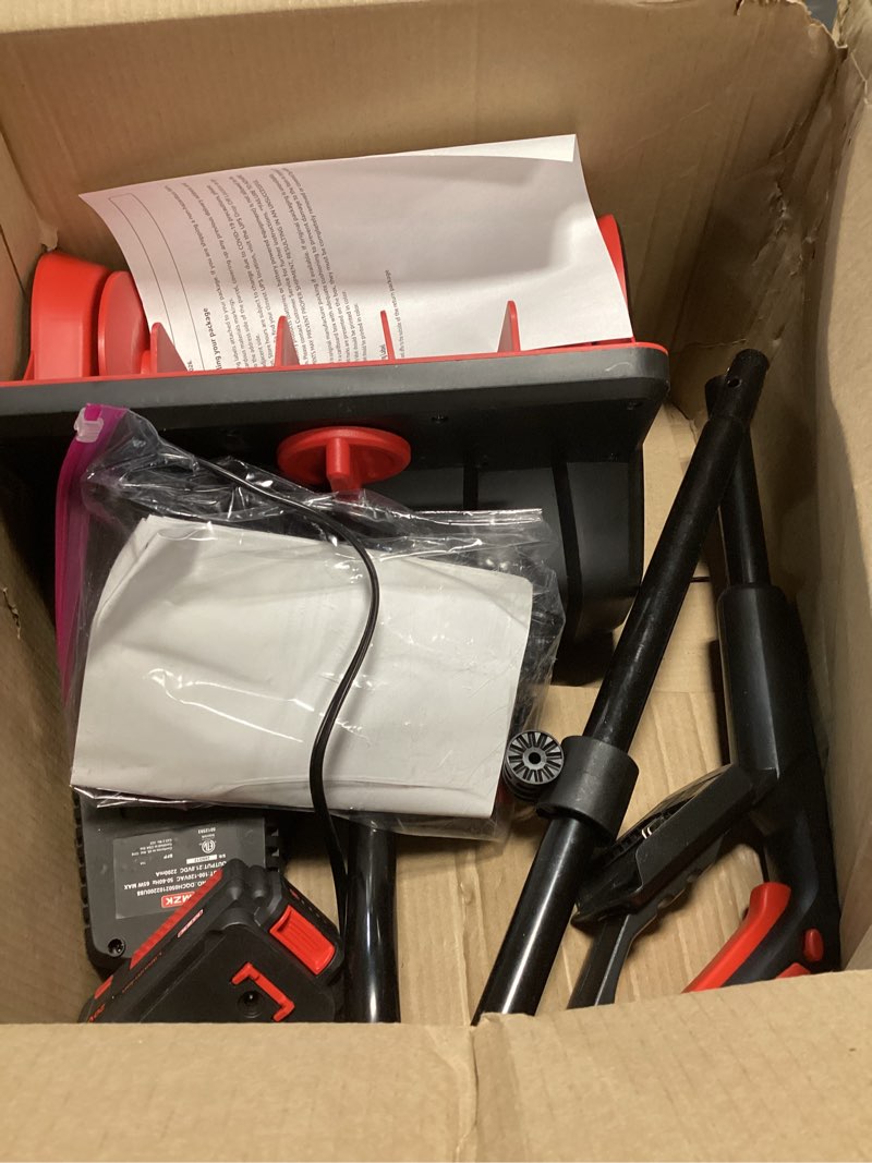 Condition photo showing As Is for MZK Cordless Snow Shovel, 20V 13-Inch Battery Powered Snow Thrower, Battery Snow Blower with Directional Plate & Adjustable Front Handle(4.0Ah Li-ion Battery & Fast Charger Included)