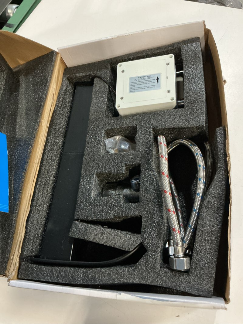 Condition photo showing Good Condition for touchless bathroom sink faucets for 1 hole, hands-free automatic motion sensor faucets with tall body,black waterfall sink faucets for bathroom (tall body, black) tall body black