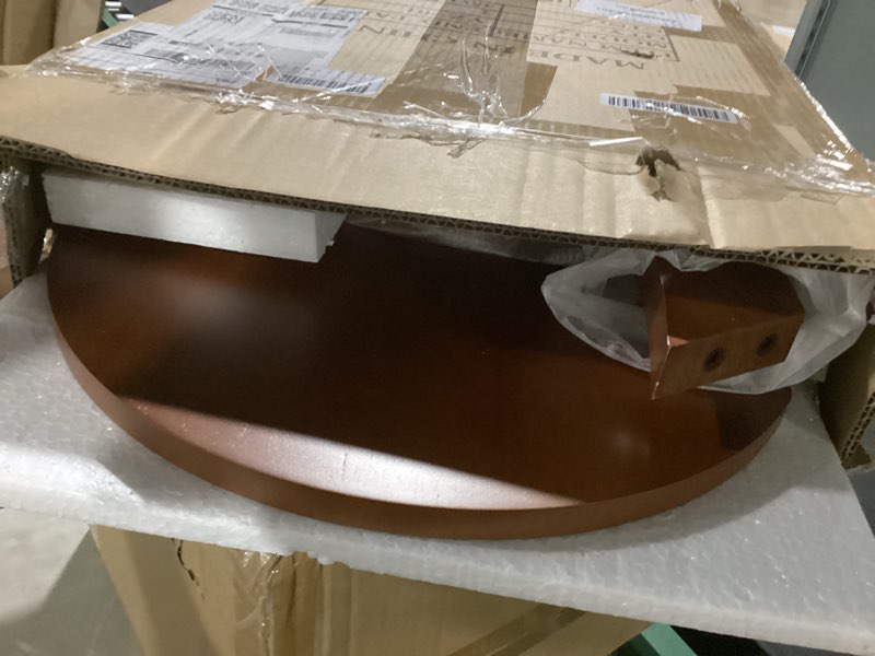 Condition photo showing Good Condition for c shaped end table, small round side table for couch, slide under sofa tray desk for living room bedroom, solid wood tv tray table for narrow space (15” chestnut) chestnut medium-15"