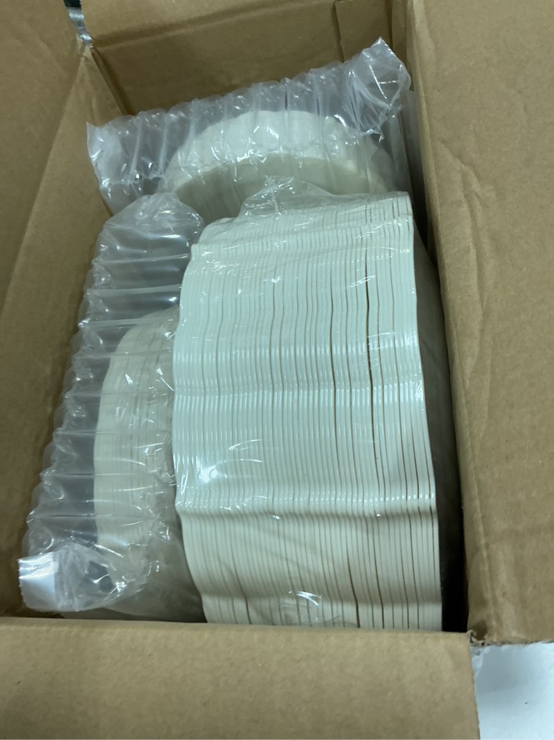 Condition photo showing New/Like New for u-qe 100 pieces ivory plastic plates for party - ivory disposable plastic plates - heavy duty disposable platos including 50 dinner 10 '' & 50 dessert 7.5 '' for weddings