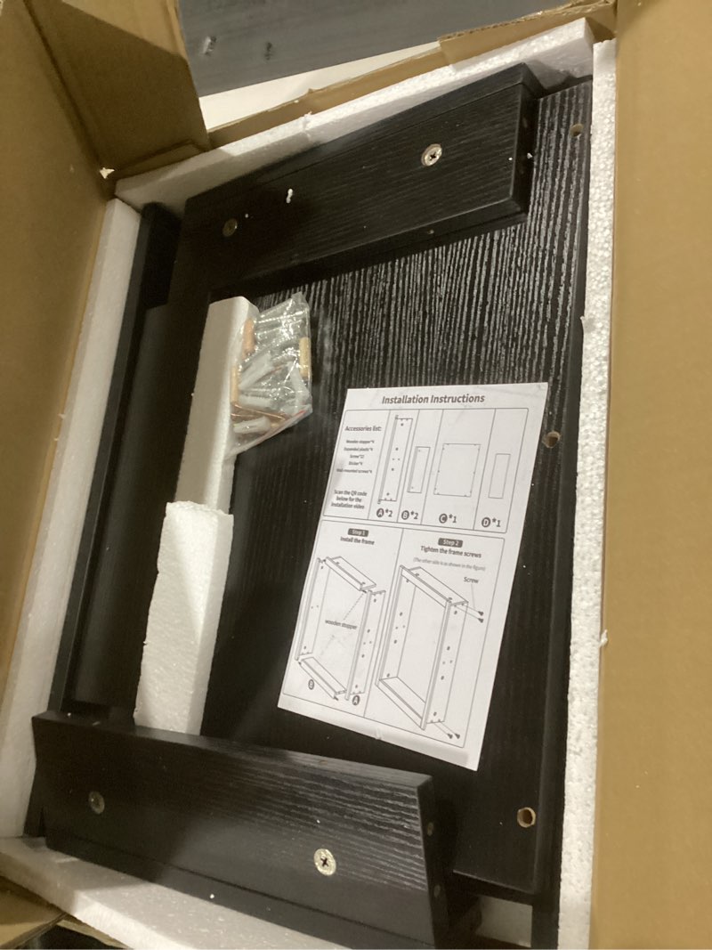 Condition photo showing As Is for (Incomplete) 14x24 Inch Medicine Cabinet with Mirror, Recessed or Surface Mounted Bathroom Cabinets for Storage, 2 Fully Adjustable Tempered Glass Shelves, Soft-close DTC Hinges, HD Reflection Mirror Door, Black Black 14x24 Inch