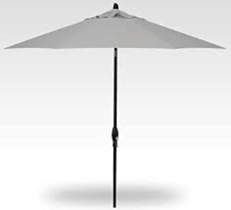 9-Foot Matted White Aluminum Market Patio Umbrella With Crank Lift And Auto-Tilt In Sunbrella Fabric Color: Canvas Charcoal Sunbrella® Canvas