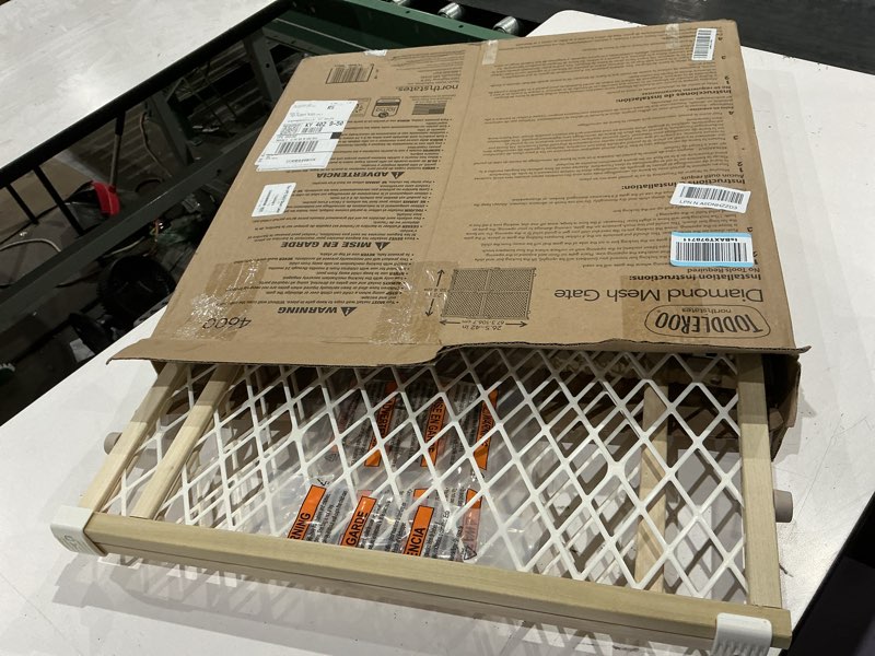 Condition photo showing Good Condition for north states easy adjust diamond mesh pet gate  white  wood  26.5  - 42  x 23