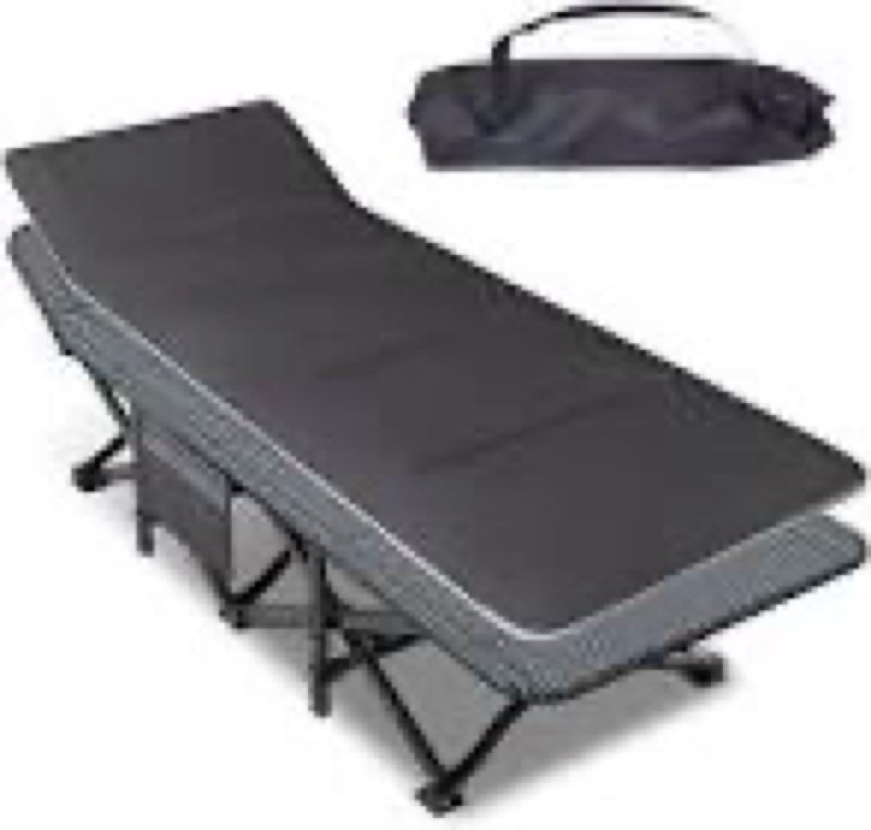 mopaicot camping cot for adults, folding bed with comfortable cushion, tent portable sleeping bed with carry bag for camp, office use, outdoor, traveling supports 450 lbs
