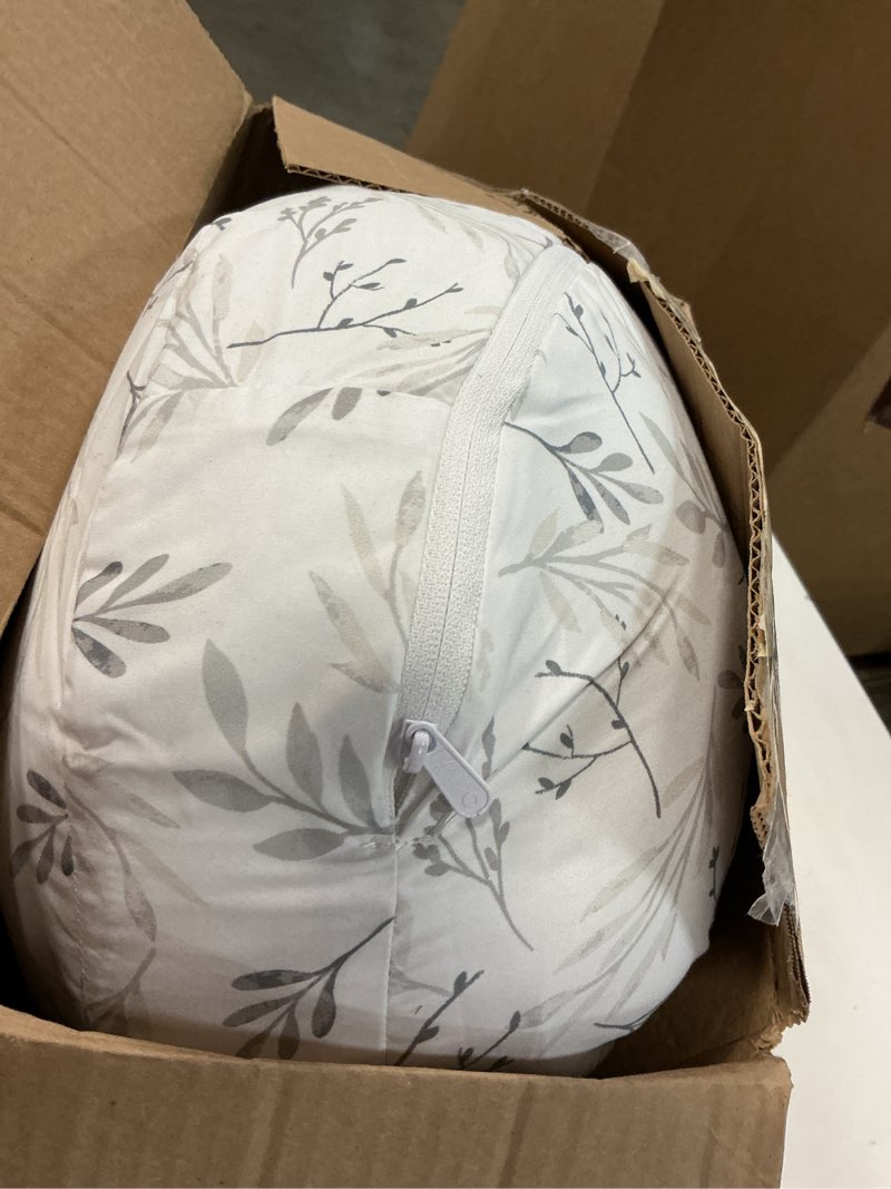 Condition photo showing Good Condition for Boppy Nursing Pillow - Firm, Ergonomic U-Shaped Bottle and Breastfeeding Pillow with High Lift for Comfort and Support, Spacious Surface - Gray Gentle Leaves New Nursing Pillow Gray Gentle Leaves