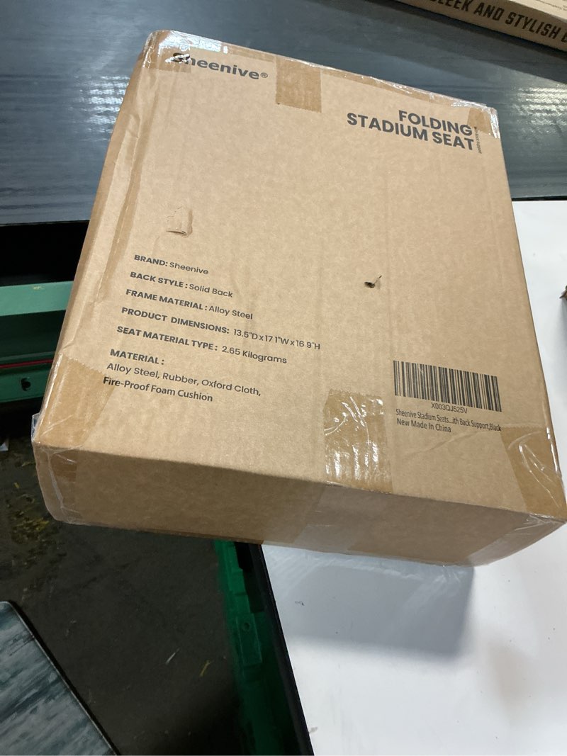 Condition photo showing New/Like New for sheenive stadium seats for bleachers with back support, bleacher seats with backs and cushion wide, padded portable folding comfort stadium chair with shoulder strap, perfect for sports events black 1