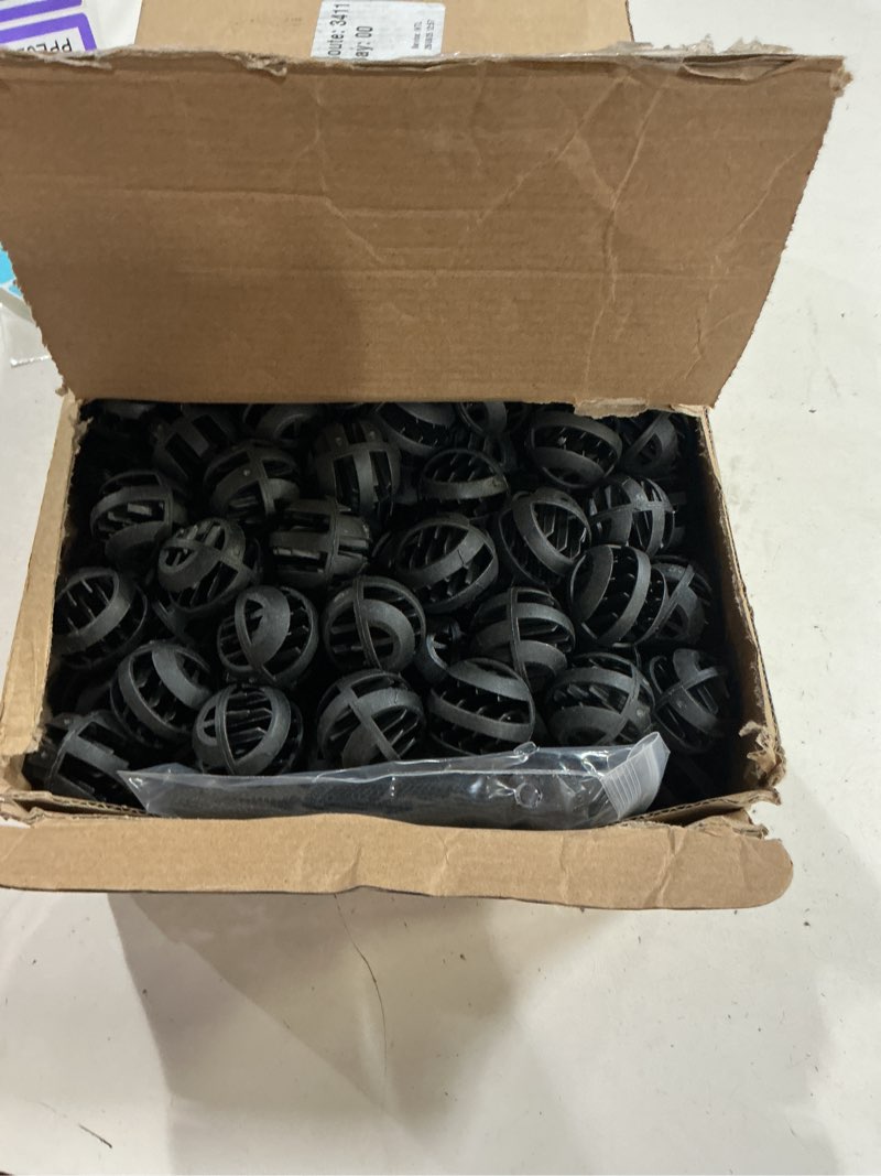 Condition photo showing Good Condition for hortsun 300 pieces bio balls pond filter aquarium filter media 1.26 inch saltwater aquarium filter biochemical cotton pond filter accessories and 5 pieces black mesh bags for fountain fish tank