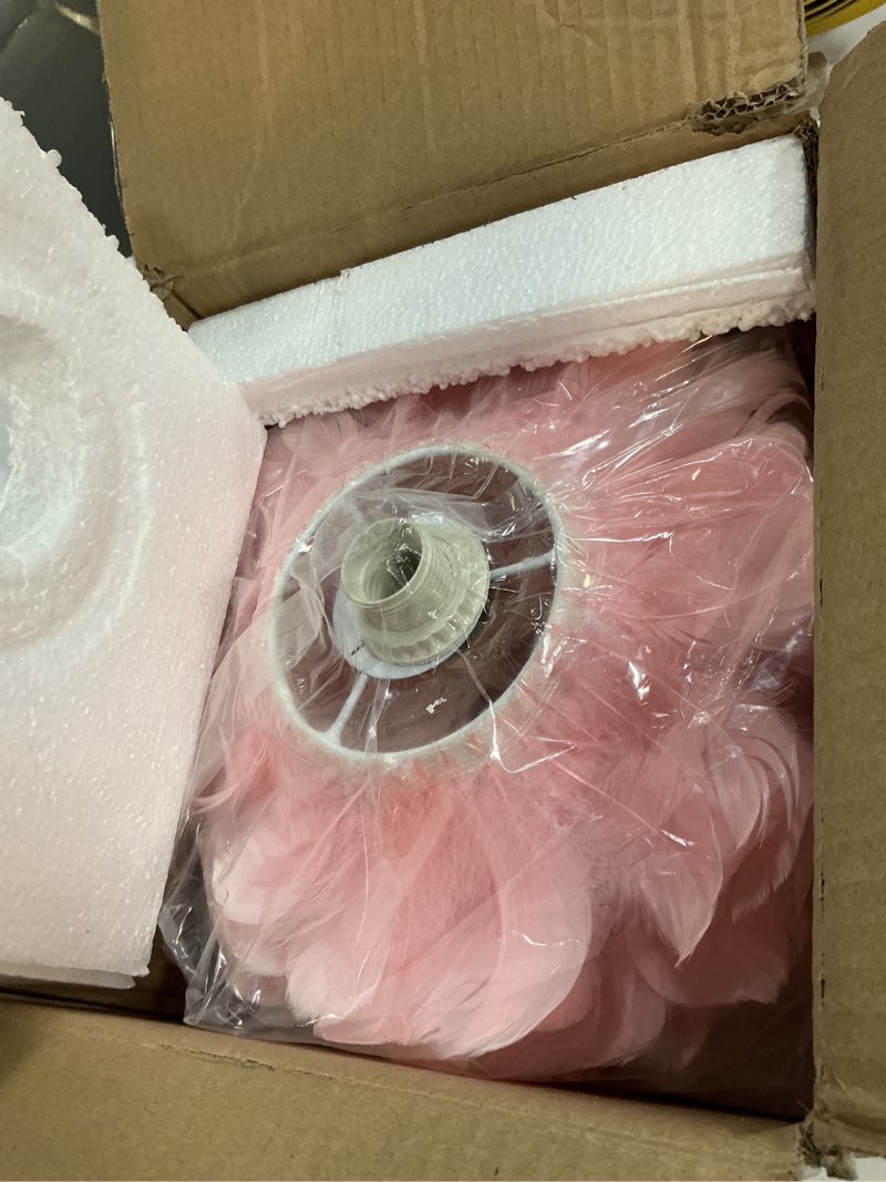 Condition photo showing New/Like New for pink feather table lamp girls feather lamp modern bedroom bedside lamp 3 colors led night lights lampshade for christmas living room,office wedding decoration