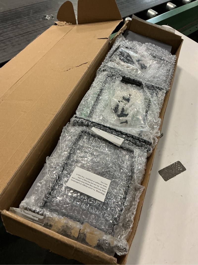 Condition photo showing As Is for Floating Shelves - 24 Inch Wall Mounted Set of 3, Rustic Wood Storage Shelves for Living Room (Grey) Grey 24 In