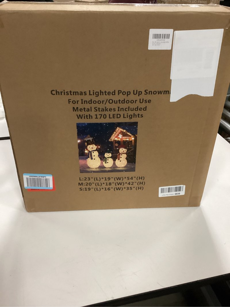 Condition photo showing Good Condition for 3Pcs 4.5FT 3D Snowman Christmas Decorations Outdoor with 170 Twinkling LED Lights - Large Christmas 