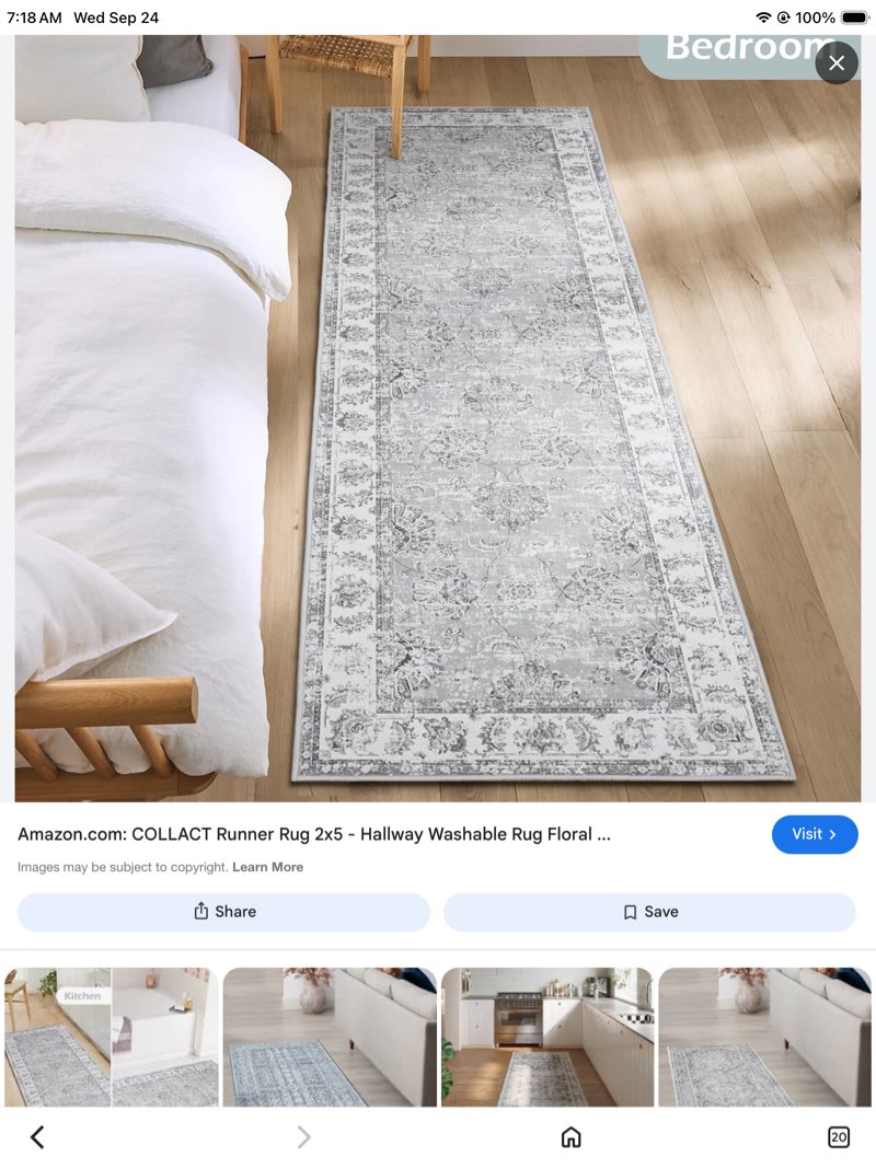 COLLACT Runner Rug Hallway Washable Rug Floral