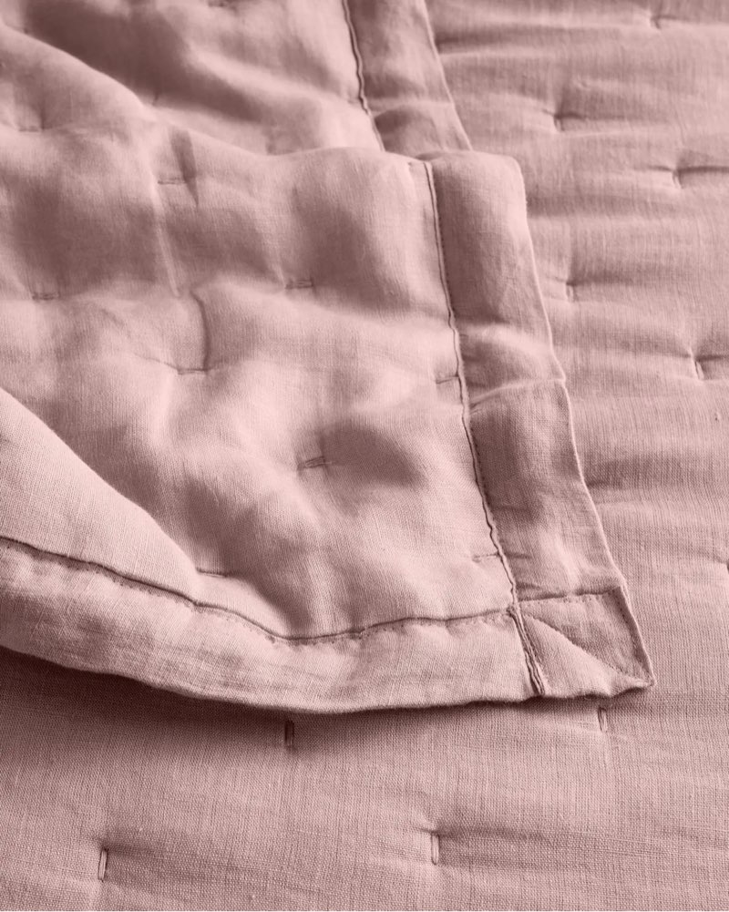 quince european linen dream quilt set of 1/full/queen quilt/dusty mauve