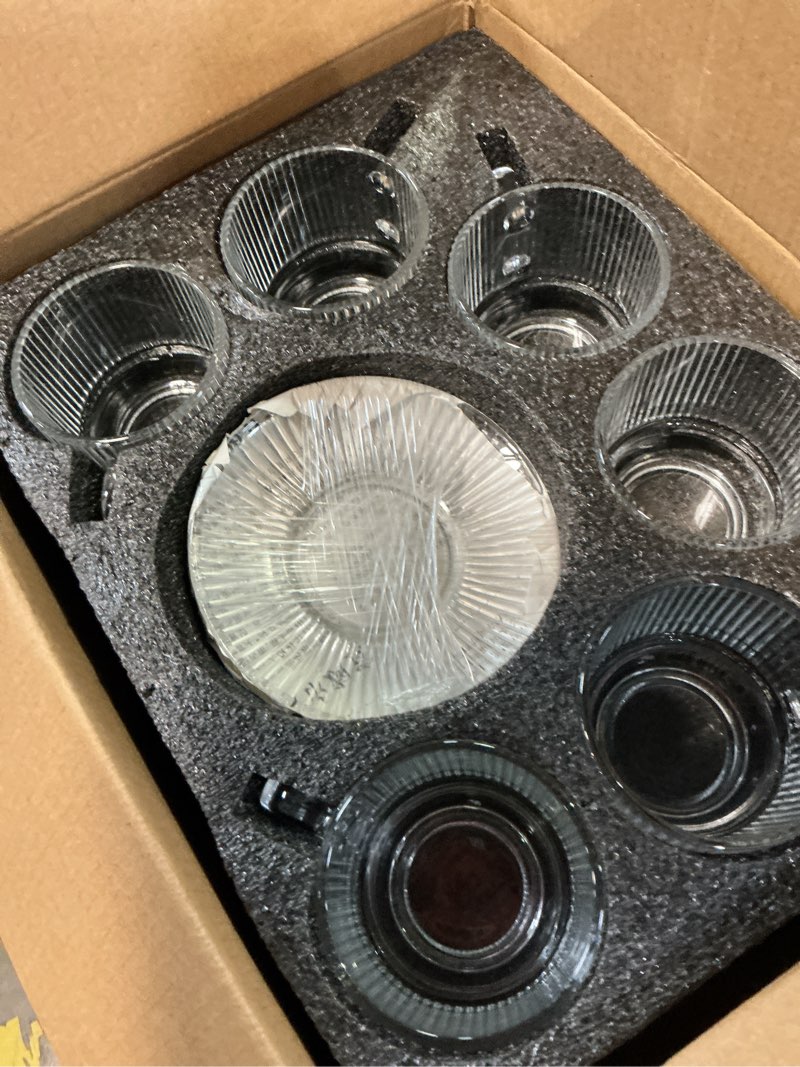 Condition photo showing Good Condition for ghligna glass espresso cups set of 12, clear demitasse cup with spoon, tea cups and saucers set for 