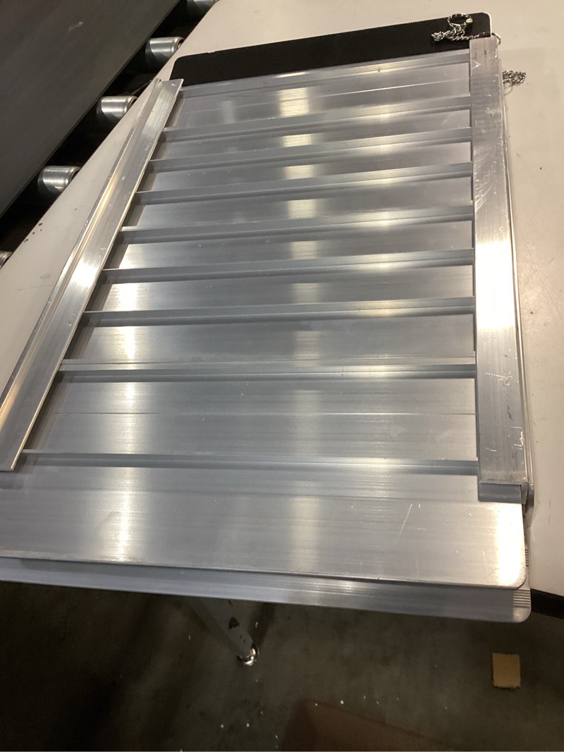 Condition photo showing Good Condition for FACHNUO 2 Feet Portable Wheelchair Ramp, Non-Skid Aluminum Handicap Ramps with Handle, Folding Threshold Wheel Chair Ramp for Home Steps, Stairs, Entry, Threshold, Doorways, Scooter, 800LBS Capacity Aluminum 2FT(Using height 2-6'')