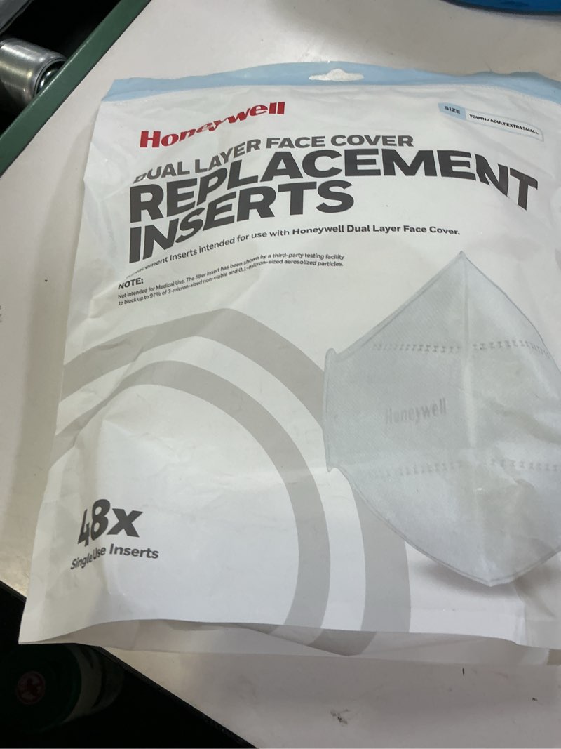 Condition photo showing New/Like New for honeywell safety 48-pack replacement inserts for dual layer face cover, size s/m (rws-50123)