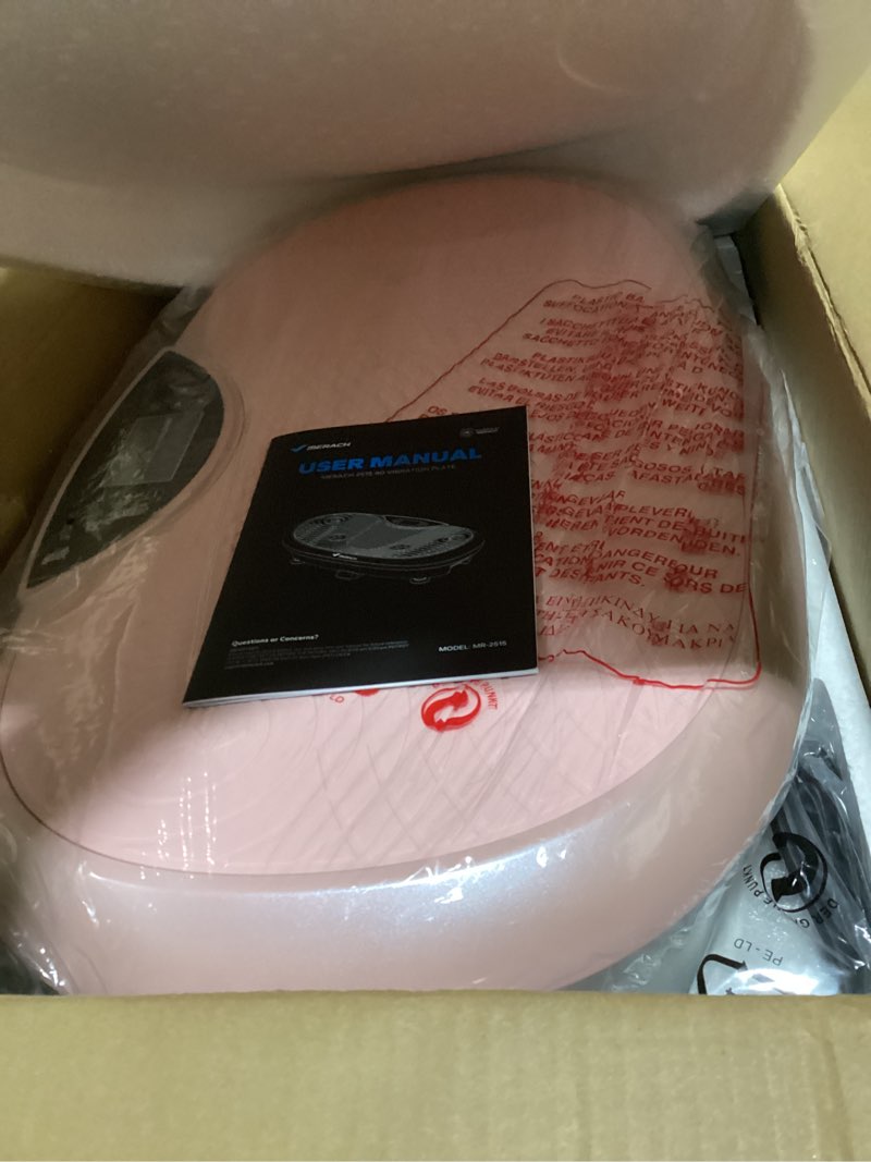 Condition photo showing Good Condition for merach vibration plate exercise machine, 4d whole body workout vibrating platform for lymphatic drainage weight loss muscle activation, home fitness equipment with bluetooth light pull cord pink