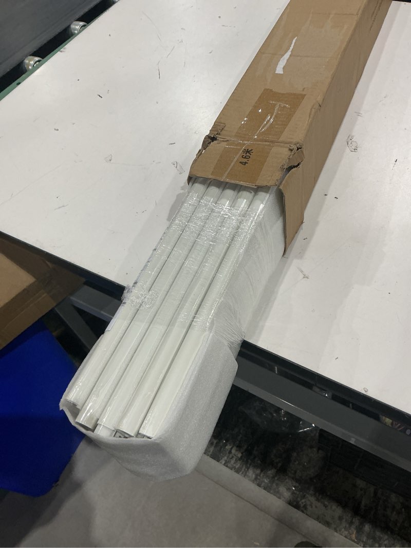 Condition photo showing As Is for silent double curtain track ceiling mount 6'/8'/10'/12'/15', wide 4" white aluminum track curtains rail, bedroom/window/hotel drop ceiling curtains tracks (without curtains & hooks) (double, 15ft) double track 15ft