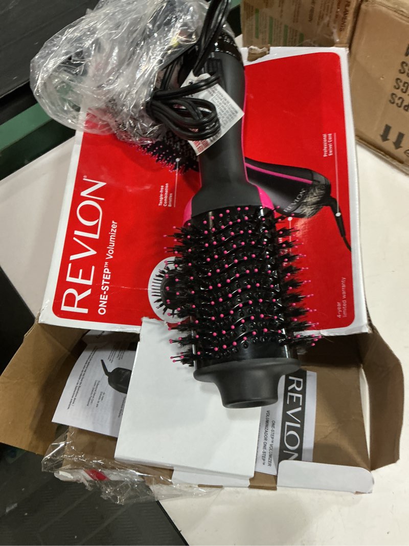 Condition photo showing As Is for revlon one-step volumizer hair dryer and styler | less frizz, more shine, and less heat damage for fast and easy salon-style blowouts, for all hair types and lengths (black) black 1.0 volumizer
