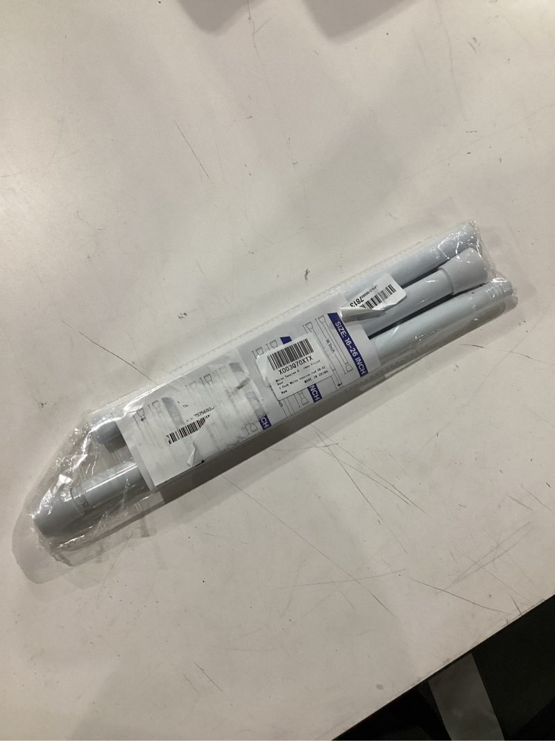Condition photo showing Good Condition for white tension curtain rod for windows 28 to 48 inch, adjustable expandable pressure spring curtain rod no drilling, 7/8" curtain rod for bedroom doorway closet door white-1p 28-48 inches