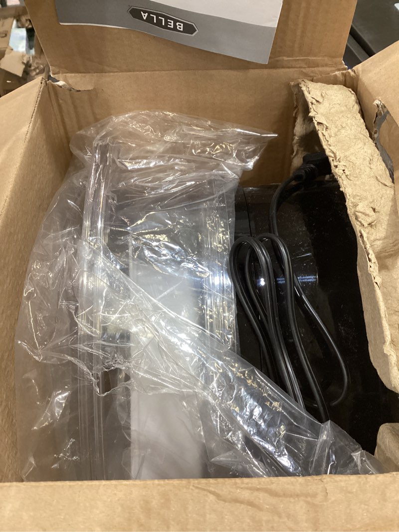 Condition photo showing As Is for BELLA Two Tier Food Steamer with Stackable Baskets & Removable Base for Fast Simultaneous Cooking - Auto Shutoff & Boil Dry Protection, 7.4 QT, Black