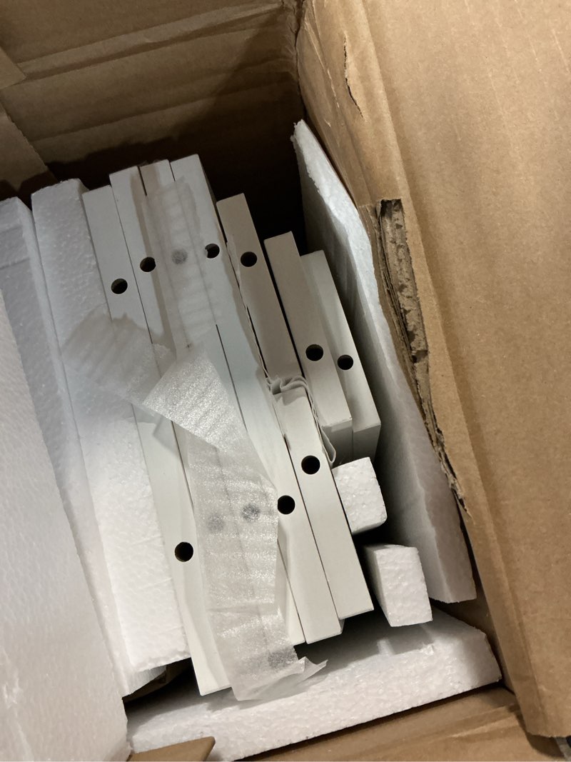 Condition photo showing As Is for 4-Tier Wooden Open Bookcase - Modern Display Bookshelf with Top Edge and Solid Wood Frame for Home and Office, Storage Cabinet, Warm White 4-Tier Warm White