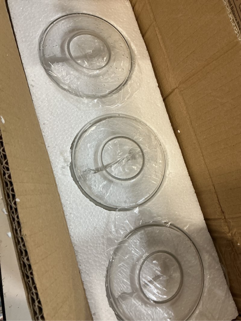 Condition photo showing New/Like New for nuobesty 3 pack clear seeded glass lamp shades, 3.5"x5.5" cylinder replacement globes with 1-5/8" fitter for e26 base bathroom vanity, pendant & chandelier fixtures