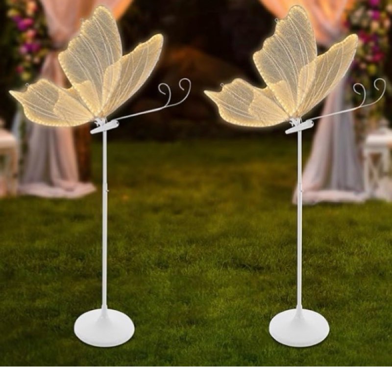 cncest 2pcs 23.6" wedding butterfly led floor lamp,48w 110v creative butterfly ceiling lamp 57.5-70.