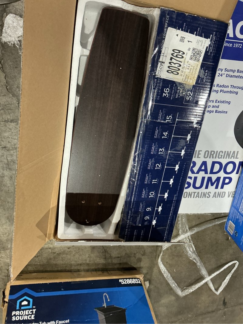 Condition photo showing As Is for harbor breeze coastal creek 52-in brushed nickel with toffee/cocoa blades ceiling fan with light and pull chain included 5 -blade item #803769 | model #40956