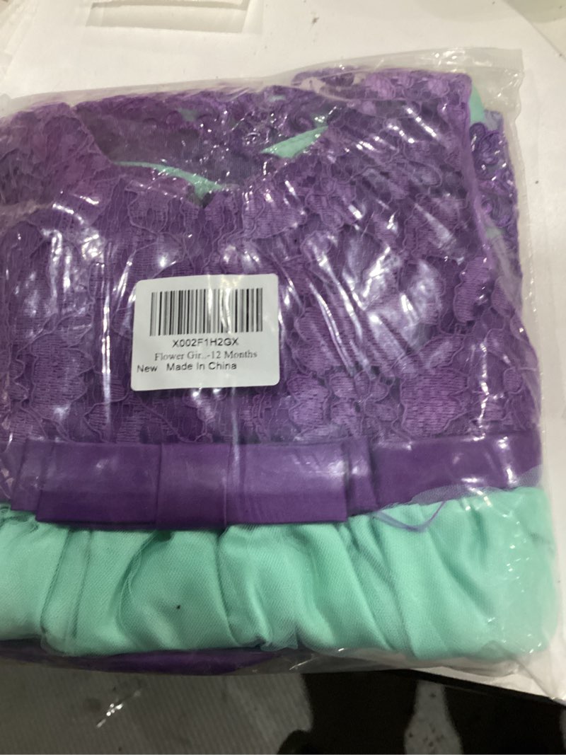 Condition photo showing New/Like New for Baby Girl Lace Tutu Dress Infant Toddler Wedding Flower Girl Dress First Birthday Formal Pageant Christening Dresses Purple & Green 9-12 Months