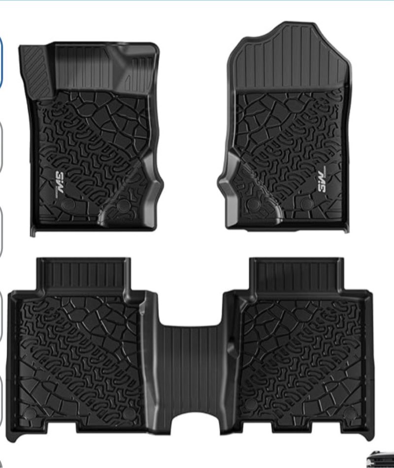 3w floor mats fit for 2021-2025 2026 ford bronco 4-door, all weather tpe custom fit bronco floor liners car accessories (not fit sport & vinyl floor