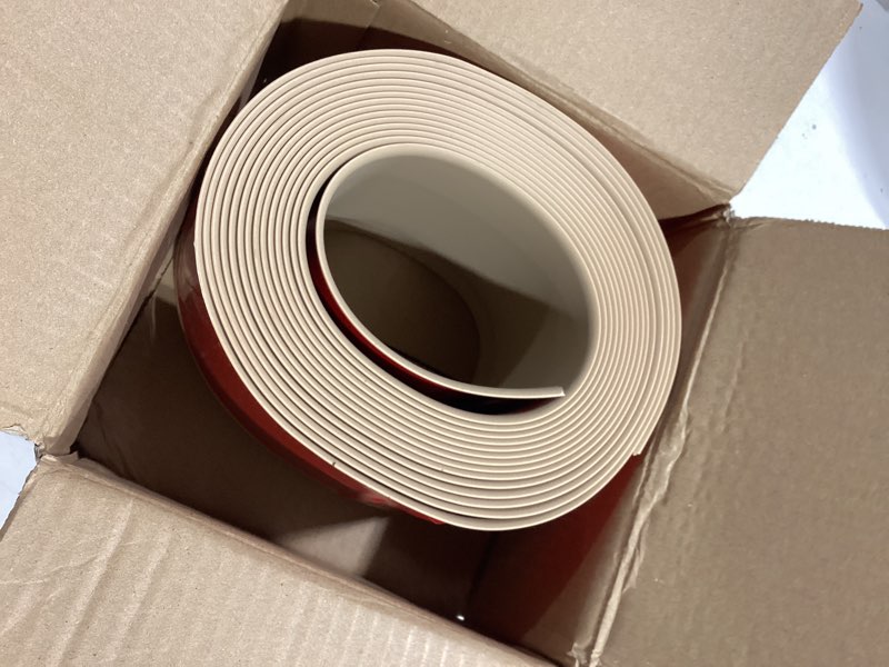 Condition photo showing Good Condition for duzzy flexible baseboard molding trim, 4 inch(w) x 20 feet(l) peel and stick rubber wall trim molding, self-adhesive vinyl wall base cove base 4 inch x 20 feet beige