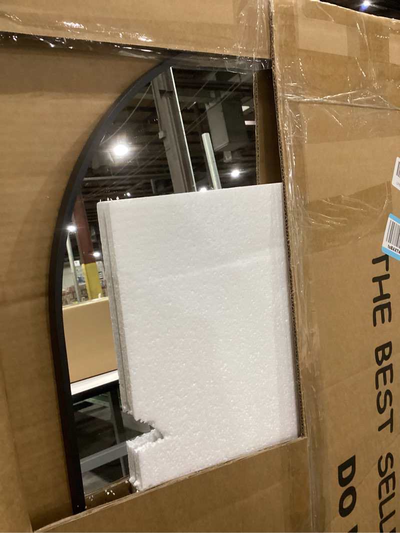 NicBex Arched Full Length Mirror with Stand, 56"x19" Aluminum Alloy Frame Floor Mirror, Black - Free