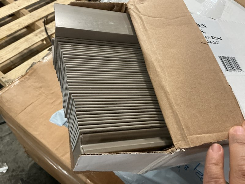 Condition photo showing Good Condition for better homes & gardens 2  cordless faux wood horizontal blinds  rustic gray  36x64