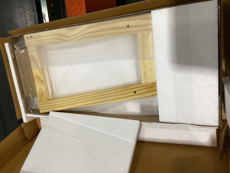 Condition photo showing Good Condition for 100% solid wood microwave oven countertop rack with hooks - natural/white