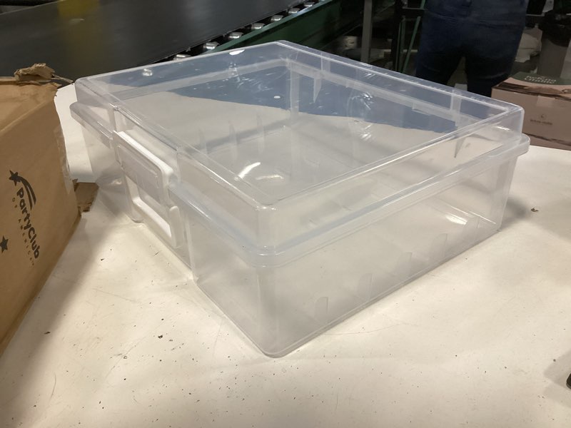 Condition photo showing As Is for clear storage box