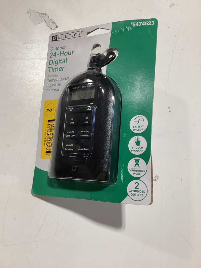 utilitech 15 -amps 120-volt outdoor 2 -outlet programmable countdown digital lighting timer