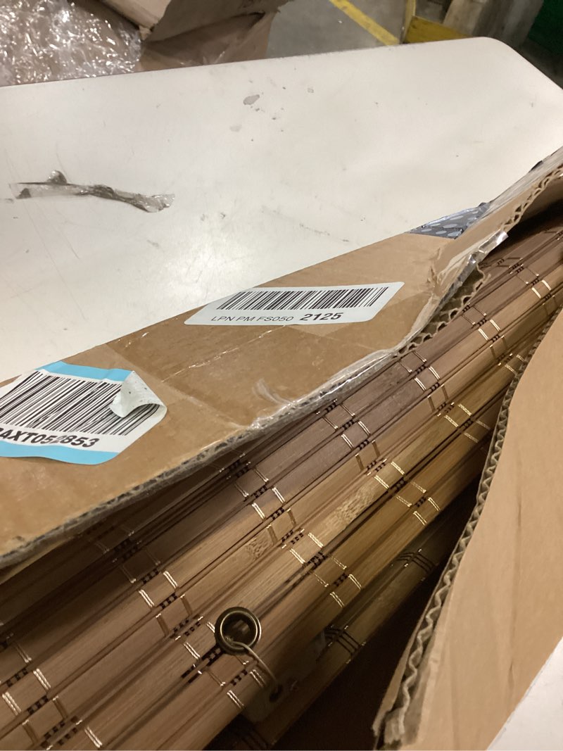 Condition photo showing Good Condition for lazblinds no tools no drill cordless bamboo roman shades, light filtering window treatment, roll up bamboo blinds for window 34'' w x 64'' h, brown brown206 34'' w x 64'' h