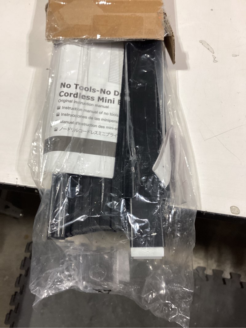 Condition photo showing Good Condition for No Tools No Drill Cordless Mini Blinds, 100% Privacy L - Shaped Blades 1" Vinyl Blinds for Indoor Windows, for Window Size 32" W × 64" H - Black Actual Received Dimensions 31 5/8" W× 64" H Black 32" W × 64" H