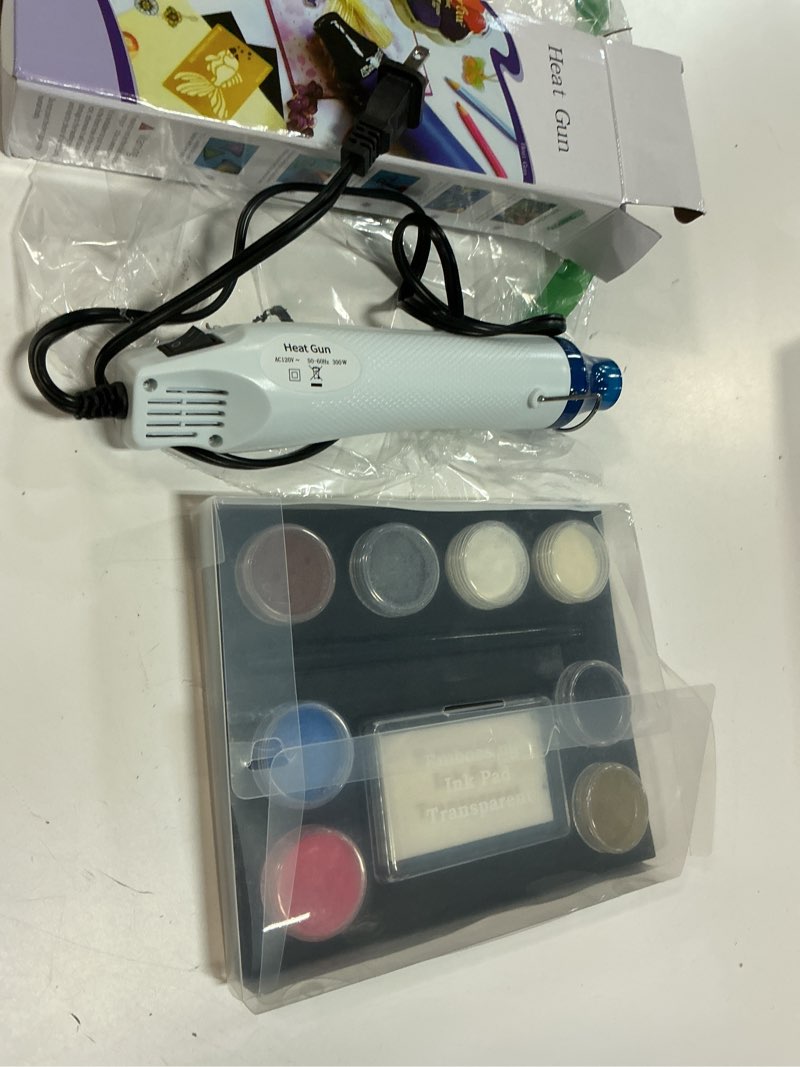 Condition photo showing Good Condition for embossing kit with heat tool bundle, embossing powders, complete embossing starter kit, clear embossing pen, embossing ink pad, 8x 10ml embossing powders for crafts