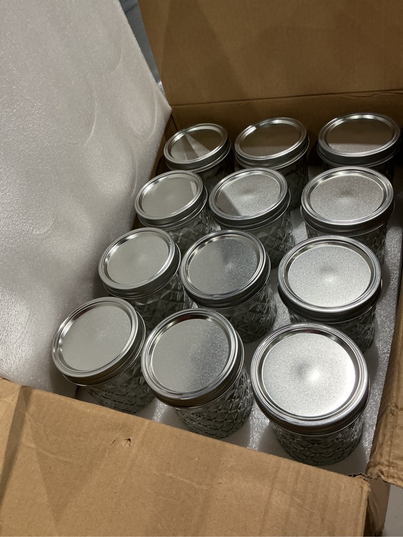 Condition photo showing Good Condition for verones wide mouth mason jars 22oz, 12 pack 22 oz wide mouth mason jars with lids and bands, ideal for jam, honey, wedding favors, shower favors 12pac