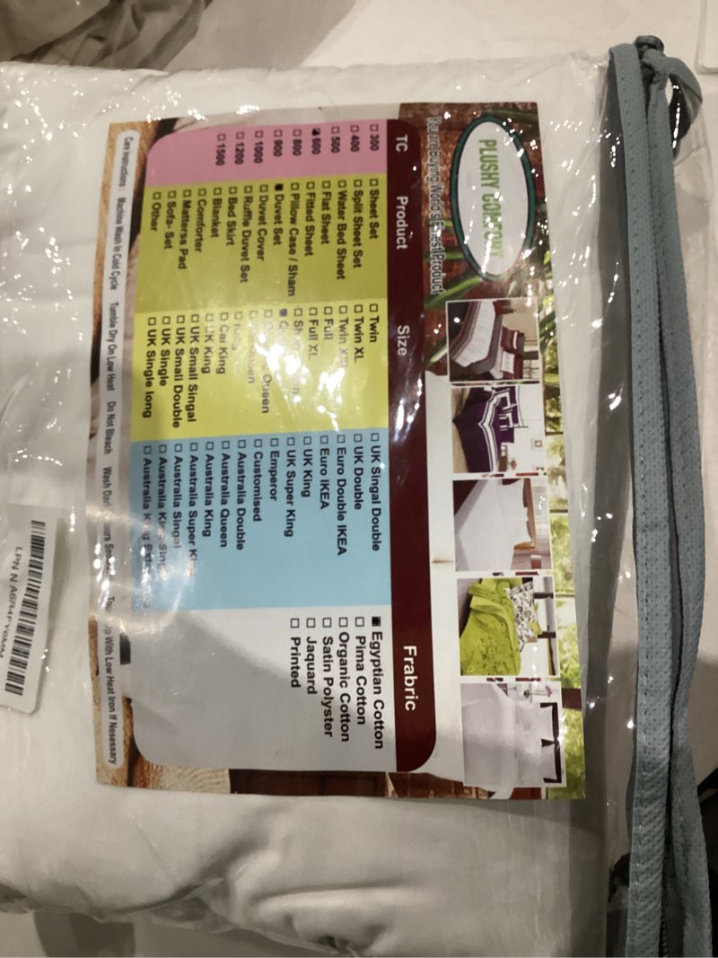 Condition photo showing Good Condition for Egyptian Cotton Duvet Cover White Plain, Queen/Full - 800 Thread Count