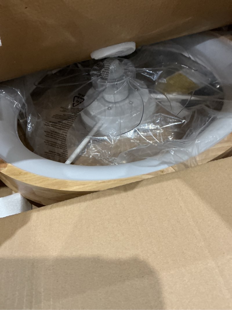 Condition photo showing Good Condition for 24” low profile ceiling fan with light,3 color dimmable led,6 speeds,reversible motor,wooden flush mount ceiling fans with lights and remote for bedroom/kidsroom/dinng room wood-sm-fsd-24 modern
