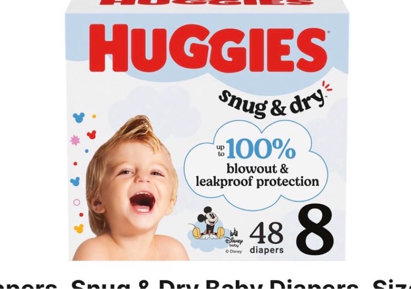 Huggies Size 8 Diapers, Snug & Dry Baby Diapers, Size 8 (46+ lbs), 48 Count, Packaging May Vary Size 8 48