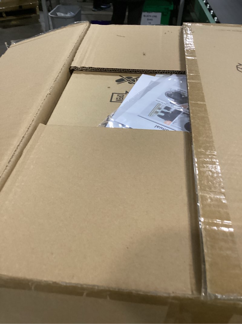 Condition photo showing As Is for KCO Lighting 6-Lights Ribbed Milk Glass Chandelier Farmhouse Rustic Walnut Wood Chandelier Lighting Frosted White Globe Pendant Light Mid Century Modern Gold Semi Flush Mount Ceiling Light 6 Light