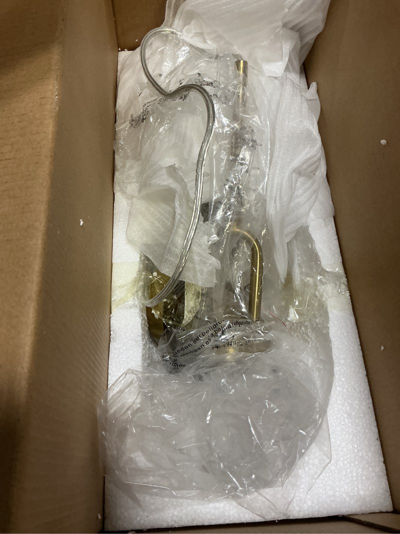 Condition photo showing As Is for ( incomplete) Cognac Glass Pendant Lights Kitchen Island Gold Pendant Light Fixtures Modern Adjustable Height Pendant Lighting for Dining Room Bedroom(11.02 in 1-Pack) Cognac - 11.02 in